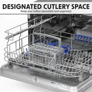 Portable Silver Worktop Dishwasher with 6 Place Settings for Compact Spaces