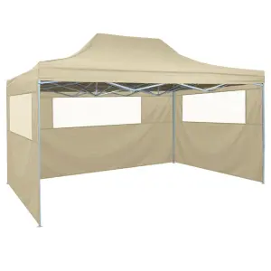 Berkfield Foldable Tent with 3 Walls 3x4.5 m Cream