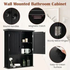 Costway Bathroom Storage Cabinet Wall Mounted Vanity Storage Cupboard w/ Adjustable Shelf