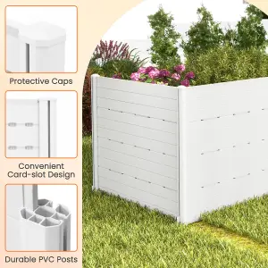 Costway Outdoor 2 HDPE Fence Panels 120 x 115 cm Privacy Fence Screen w/ 5 Ground Stakes