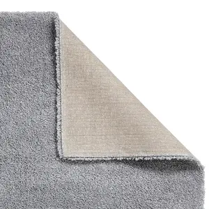 Grey Plain Shaggy Modern Plain Easy to Clean Soft Rug For Dining Room -120cm X 170cm