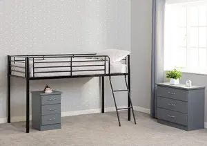 Kora Mid Sleeper Metal Bed Frame in Black Finish fits  3ft Single Mattress