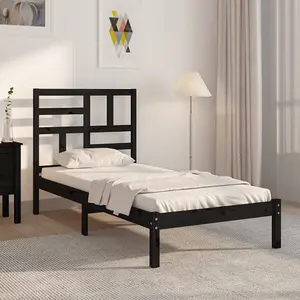 Berkfield Bed Frame Black Solid Wood 100x200 cm