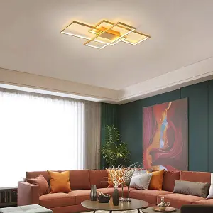 Garwarm Gold LED Ceiling Light with Remote Control, Dimmable Ceiling Lamp 50W, Fixtures for Living Dining Room Bedroom Kitchen