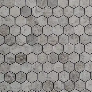 Silver Shadow Marble Hexagon Mosaic SAMPLE