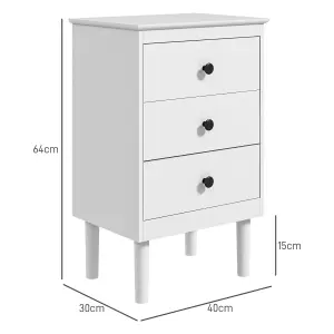 HOMCOM Bedside Table Set of 2, Bedside Cabinet w/ 3 Drawers, Modern Side Table,