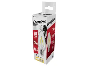 Energizer S12867 LED SES (E14) Candle Filament Non-Dimmable Bulb, Warm White 250 lm 2.3W ENGS12867