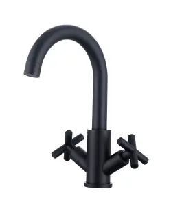 VURTU Noir Twin Handle Basin Mixer, 300(H) x 215(W), Black, 659844