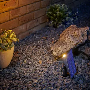 Auraglow Solar Spike Ground or Wall Spotlight - Two Pack