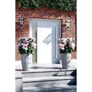 Round Tall Plant Pot Elegant Large Flower Indoor Outdoor Garden Planters Flow White H 32cm x D 29cm