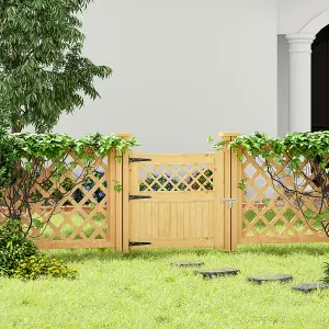 Rhombus Garden Wood Fence Gate with Door Latch 90cm W x 90cm H