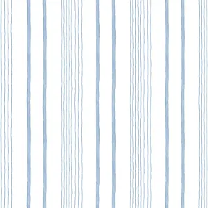 Muriva Blue Stripe Water coloured effect Embossed Wallpaper