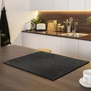 77cm 8200W 5 Zone Electric Ceramic Hob with Touch Control - Sleek Black Glass Design