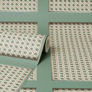 Cane Panel Wallpaper Sage Fine Decor FD42999