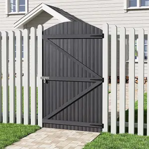 Grey Semi Braced Arch Top Strong Wooden Garden Gate with Latch H 180cm x W 105cm