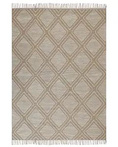 Cotton Area Rug 140 x 200 cm Beige and White KACEM