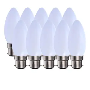 Harper Living 5 Watts B22 BC Bayonet LED Light Bulb Opal Candle Warm White Dimmable, Pack of 10