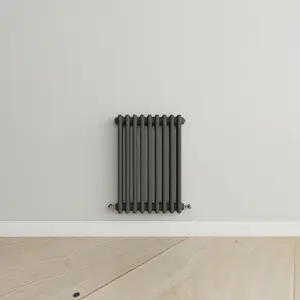 Horizontal Anthracite Triple Column Radiator (H) 600mm x (W) 425mm, 2680 BTU.