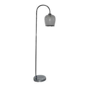 First Choice Lighting Francine Chrome Arched Floor Lamp with Bubble Glass Shade