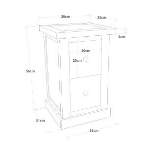 Castelli 2 Drawer Petite Bedside Table Chrome Knob