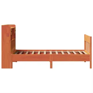 Berkfield Bed Frame without Mattress Wax Brown 75x190 cm Small Single Solid Wood Pine