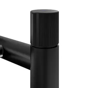 GoodHome Levanna Matt Black Deck-mounted Manual Double Bath Filler Tap