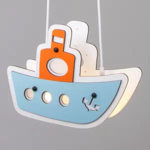 Litecraft Multi Coloured Boat Glow Kids Ceiling Pendant