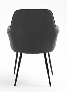 Hallowood Furniture Pair of Dark Grey Fabric Armchair with Metal Legs