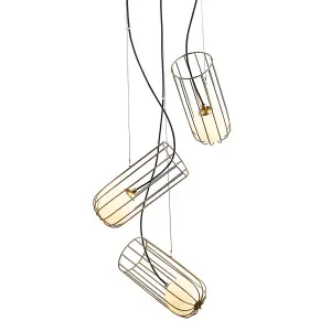 Luminosa Modern Hanging Pendant Golden 3 Light  with Gold, White Shade, G9