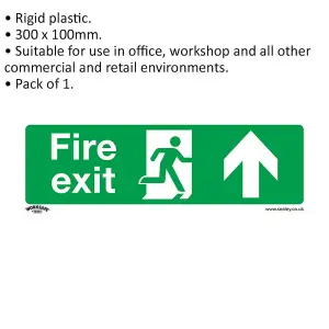 1x FIRE EXIT (UP) Health & Safety Sign - Rigid Plastic 300 x 100mm Warning