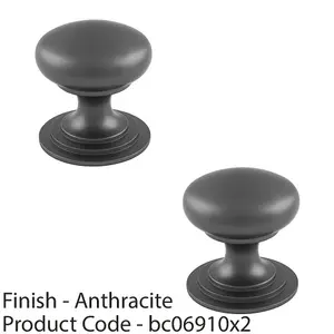 2 PACK - Victorian Tiered Door Knob - 50mm Anthracite Grey Cabinet Pull Handle Round Rose