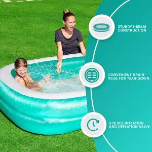 Bestway Rectangular Inflatable Swimming Pool Family Garden Paddling Pool for Summer Fun Samll