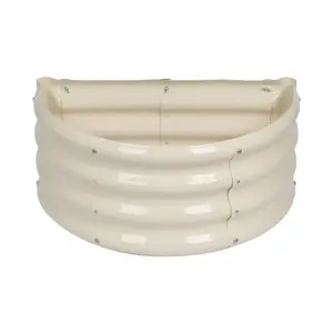 Semicircular Galvanised Steel Raised Garden Bed - 60cm x 30cm - Ivory