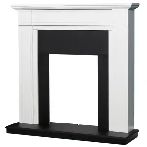 Adam Georgian Fireplace in Pure White & Black, 39 Inch