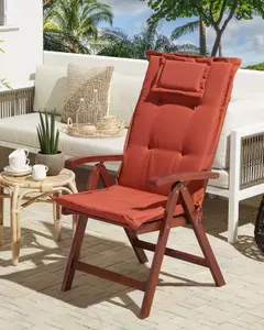 Set of 2 Garden Chairs with Cushions TOSCANA Acacia Wood Dark Red