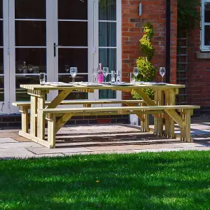 Tinwell 6ft Picnic Bench - L183 x W150 x H72 cm - Light Green