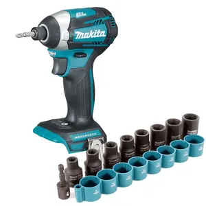 Makita DTD154Z 18v LXT Brushless Cordless 3 Stage Impact Driver + 9pc Socket Set