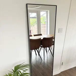 Metal Wall  & Leaner  Mirror in Black 150cm H x 50cm W