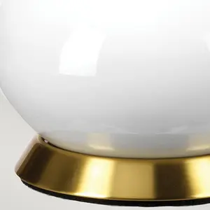 Luminosa Milo Table Lamp with Round Shade, Aged Brass, White, Grey, Brass