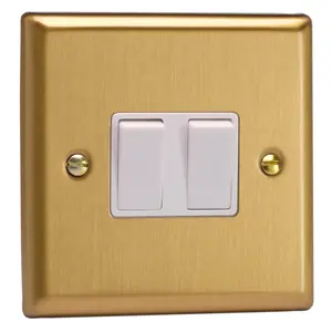 Varilight 2-Gang 10A 1- or 2-Way Rocker Switch Brushed Brass