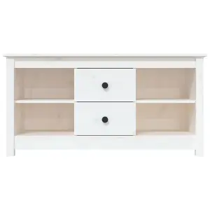 Berkfield TV Cabinet White 103x36.5x52 cm Solid Wood Pine