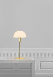 Nordlux Ellen Indoor Living Dining Bedroom Table Light In Opal/Brass (Diam) 20cm