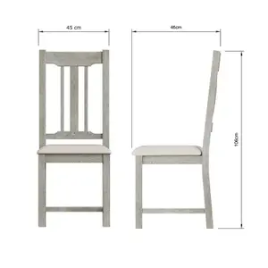 FWStyle Pair Of 2 Solid Pine Dining Chairs Limewashed Finish