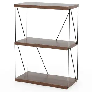 Costway 3-Tier Freestanding Bookshelf 82 cm Display Rack Industrial Storage Shelving Unit