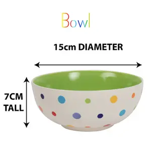 Cereal Bowls Stoneware Hand Painted Polka Dot Set of 4 Bowls by Laeto House & Home - INCLUDING FREE DELIVERY