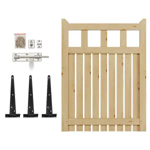 Rustic Wooden Garden Gate Freestanding Outdoor Fence Door 90cm W x 120cm H