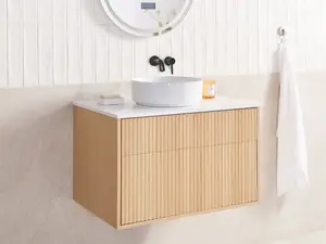 Bathroom Wall Mounted Cabinet 80 x 52 cm Light Wood BEXTI