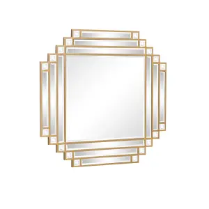 Melody Maison Square Gold Art Deco Fan Wall Mirror 55cm x 55cm