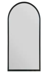 MirrorOutlet Arcus - Black Metal Framed Arched Garden Wall Mirror 47" X 23.5" (120CM X 60CM)