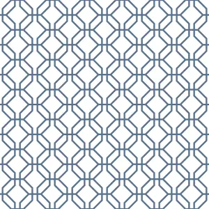 Galerie Secret Garden White/Blue Octogonal Trellis Wallpaper Roll